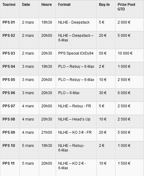 Programme poker series
