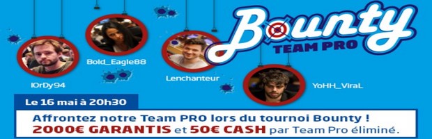 Le tournoi de poker Bounty Team Pro sur PMU